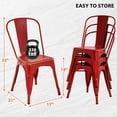 thumbnail image 3 of CL.HPAHKL Dining Chairs Set of 4, Metal Kitchen Chairs 330LBS Weight Capacity, Stackable Indoor Outdoor Chairs for Kitchen Dining Room Café Restaurant Bistro Patio Bar Chairs, Red, 3 of 7