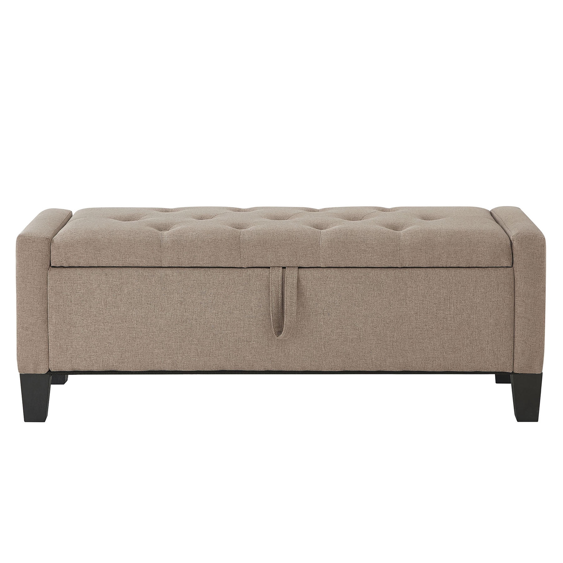 CQSXDA Upholstered Ottoman Bench in Linen with Storage and Safety Hinge for Entryway Seating and Organization