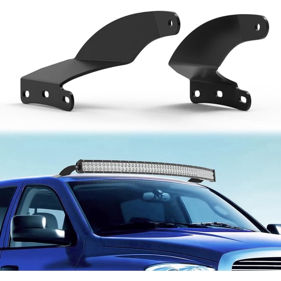 Nilight 52 inch Curved LED Light Bar Bracket Mounting Upper Windshield Roof Cab Brackets Compatible with 2002-2008 Dodge RAM 1500 and 2003-2009 RAM 2500 3500