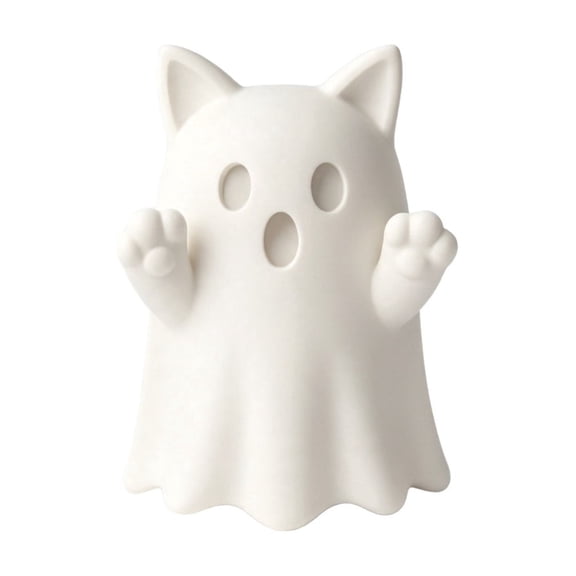 HOARBOEG Halloween Ghost Cat Figurine, Cute Ghost Kitty Tabletop Ornament, Halloween Decorations for Home Shelf Party Decor, 1 PC Plastic Ghost Kitty