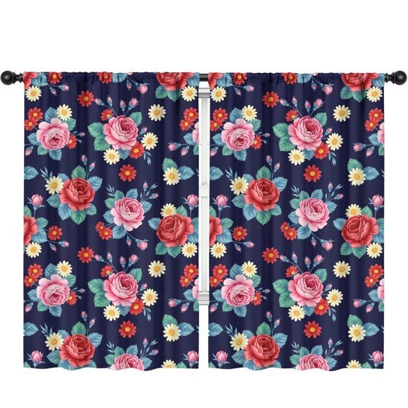 Pioneer Flower Floral Print Pattern Teens Curtains,Teens Insulated Curtains Set Of 2,Bedroom Essentials,Toddler Room Decor 52"x84"