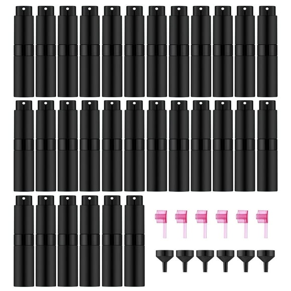 IRON BILL 30 PCS/8ML Portable Atomizer Perfume Bottles, Mini Empty Refillable Cologne Spraye Bottle, Pocket Travel Perfume Liquid Sprayer (Matte Black)