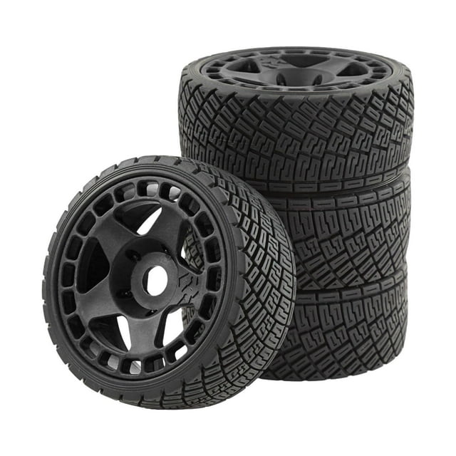 Milaget 4 Pieces RC Wheels and Tires Set RC Tires with Wheel Rim 1/7 1/8 RC Vehicles black