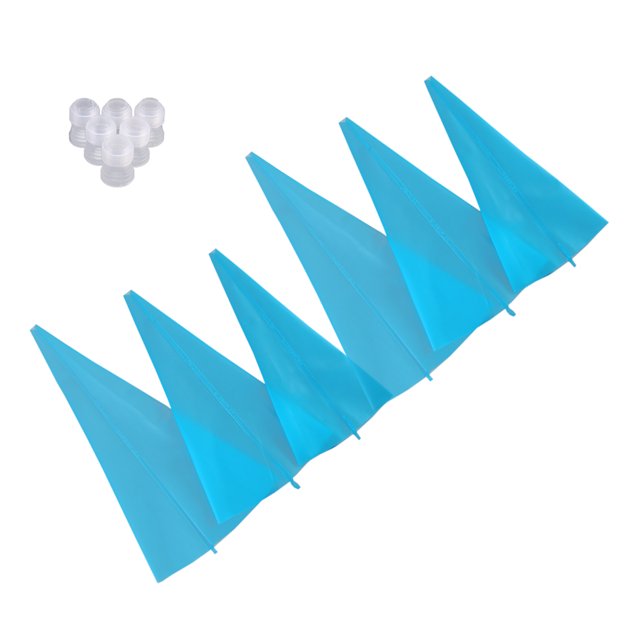 6pcs Silicone Pastry Bags Reusable Icing Piping Bags Baking Cookie Cake Decorating Bags and 6pcs Icing Couplers Suitable for Standard Size Tips