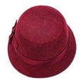 thumbnail image 4 of ruhuadgb Elegant Solid Color Women Floral Ribbon Linen Bowler Sun Hat Fedoras Bucket Cap, 4 of 7