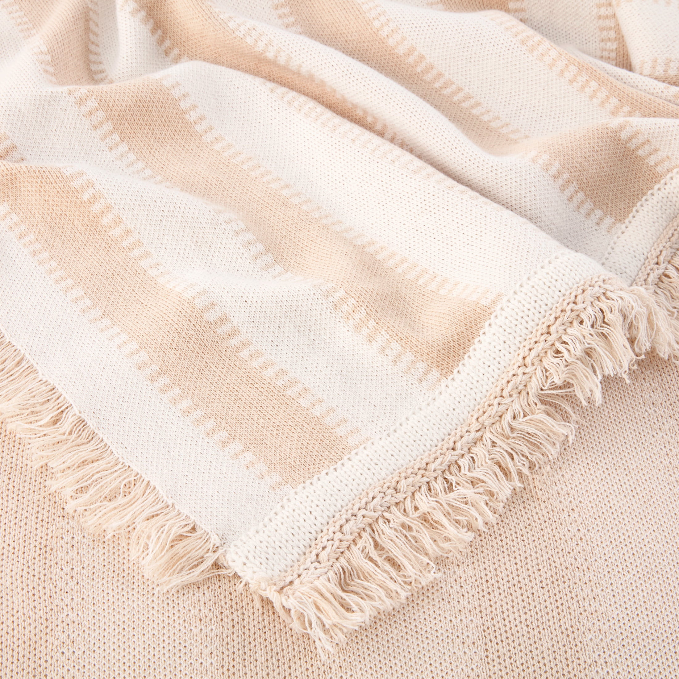 Mainstays by Becky G. & Alejandra Tapestry Knit Throw, Beige Stripe, 50" x 60"