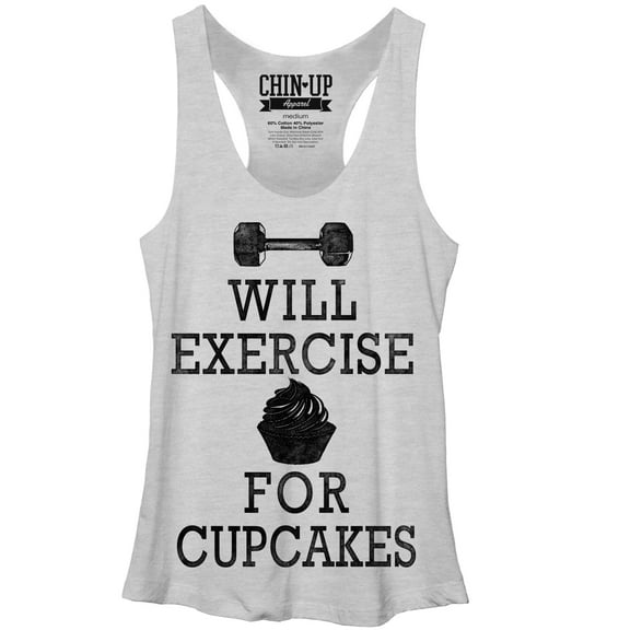 Women's CHIN UP Cupcake Racerback Tank Top White Heather Medium
