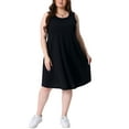 thumbnail image 1 of Vestido de verano sin mangas de talla grande para mujer Agnes Orinda, con cuello redondo, midi, de playa, con bolsillos, 3X, negro, 1 of 6