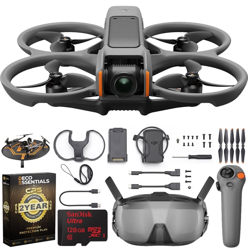 DJI Avata 2 Fly Smart Combo (Single Battery) with FPV Drone Including Goggles 3 and RC Motion 3, Immersive Experience, Built-in Propeller Guard, POV Content Bundle with Deco Gear Accessories