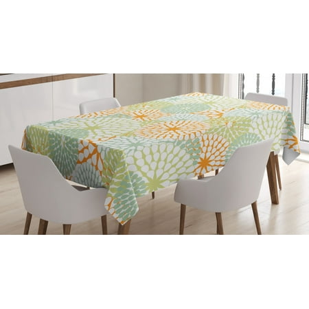 

Pastel Tablecloth Abstract Hydrangea Flowers Pattern Retro Style Botany Ornament Rectangular Table Cover for Dining Room Kitchen 60 X 84 Inches Almond Green Pale Green Orange by Ambesonne