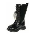 thumbnail image 2 of LYHao Winter Girls Knee High Boots Leather Boots With Side Zipper Non Slip Sole For Teen Youth Children ,Girls Boots Sizes 12 Black(5-6 Years), 2 of 6