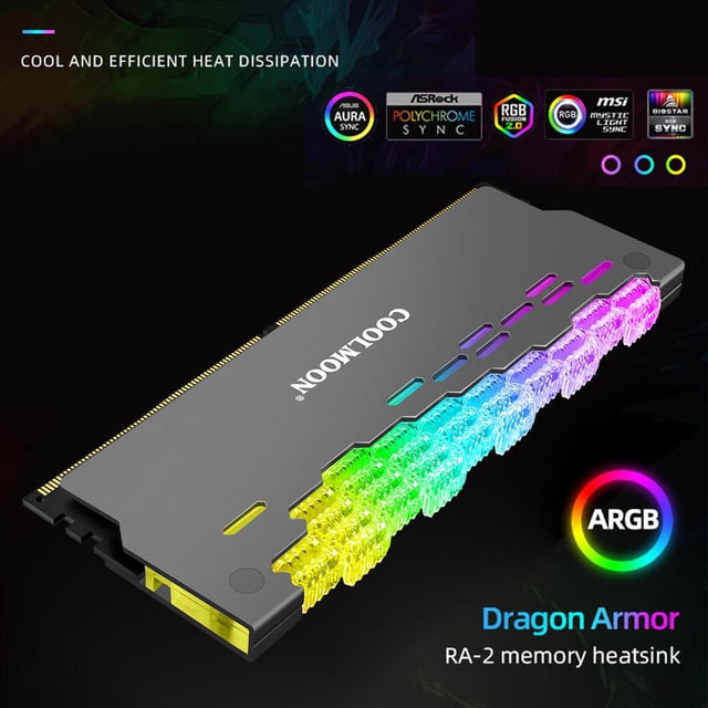 COOLMOON RA2 RAM disipador de calor enfriador ARGB colorido esparcidor de calor para PC (gris)
