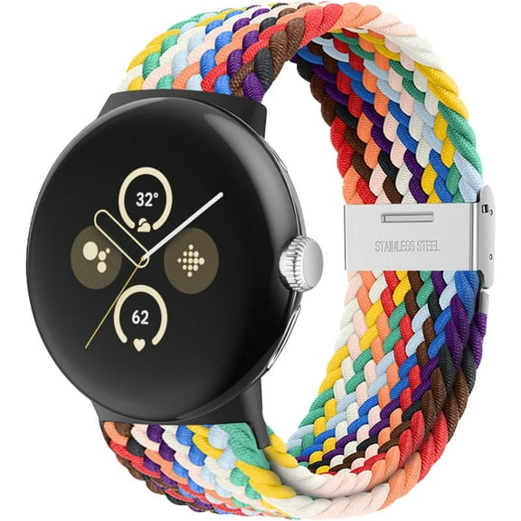 Stretchy Stretchy Braided Bands Compatible with Google Pixel Watch 3 Band 41mm/Pixel Watch 2 Band/Google Pixel Watch Band - Upgraded Connector - Elastic Nylon Breathable Sport Straps for Women Men
