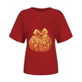 thumbnail image 5 of qolati Halloween Sequin Pumpkin Women Tops Retro Fall Print Crew Neck T-Shirt Thanksgiving Day Going Out Sweatshirts for Women, 5 of 5