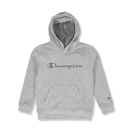 Champion Boys Script Hoodie Color: heather gray Size: 8