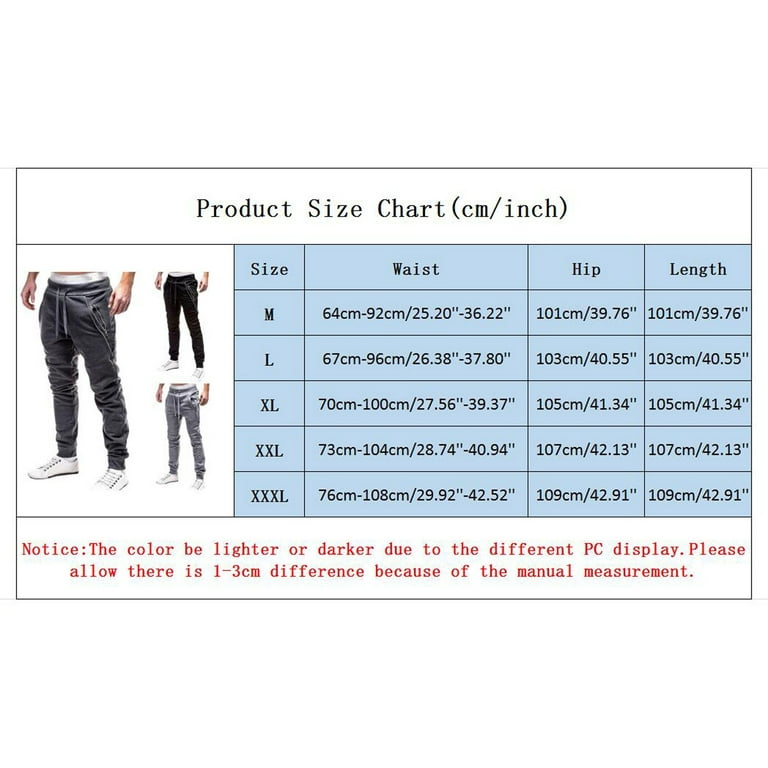 Size chart Training Pants, CM - INCH