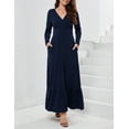 thumbnail image 3 of Women Long Sleeve Loose Plain Evening Maxi Dress Casual Long Dresses with Pockets, 3 of 9