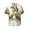 thumbnail image 2 of Lsque Cattle Drive By Two Cowboys print Men's Cuban Collar Short Sleeve Shirt Summer Beachwear Casual Button Down Fashionable Vacation Leisure Shirt-3X-Large, 2 of 7
