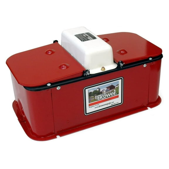 Brower MC32E Insulated Steel Livestock Hog Drinker with Lid and Mud Grates, Red