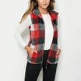 thumbnail image 4 of Srogem Womens Plaid Fleece Vest Casual Sleeveless Fuzzy Sherpa Vest Fluffy Zip Jacket Warm Outerwear, 4 of 7
