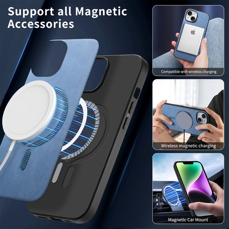 for iPhone 13 Magnetic Case, Luxury PU Leather Skin-Feel Back Protective Phone Cover Compatible with Mag-Safe Support Car Mount Holder for iPhone 13, Blue - Walmart.com for iPhone 13 Magnetic Case, Luxury PU Leather Skin-Feel Back Protective Phone Cover Compatible with Mag-Safe Support Car Mount Holder for iPhone 13, Blue - Walmart.com