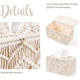 thumbnail image 5 of Tissue Box Cover Boho Decor Rectangular Paper Tissue Holder with Bead Buckle Macrame Napkin Tissues Beige cotton, 5 of 5