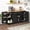 Black, variant on Euroco Multi-Functional Sideboard Buffet Cabinet with Storage,53.7" Extendable Dining Table with Adjustable Shelves,Drawers & 3-Tier Pull-Out Rack,Wooden Coffee Bar Cabinet for Kitchen Living Room