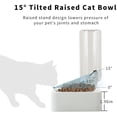 thumbnail image 3 of Comederos pequeños blancos para gatos, comedero elevado para gatos, comedero antivómitos inclinable de 15°, bebedero con dispensador automático de agua para gatos y cachorros., 3 of 5