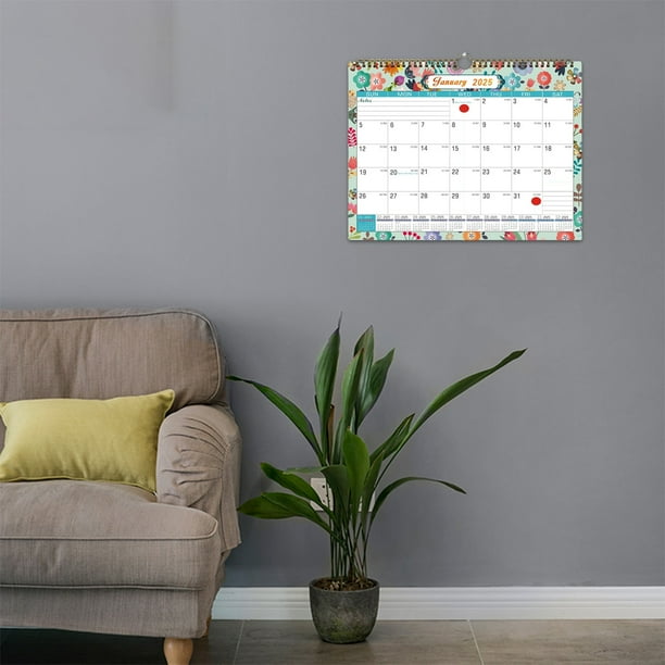 Bloc de Notas con Calendario de Pared Morado 2025 | Agenda de Escritorio con Diseño de Cuenta Regresiva | Papel de 38 X 29 Cm, Tamaño Compacto | Regalo Organizador para El Hogar y La Oficina