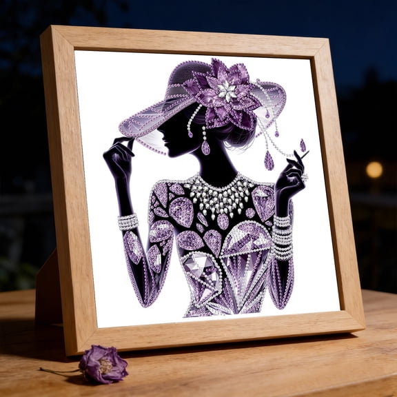 YiJuHui Elegant Lady Diamond Painting Kit for Adults, Rhinestone Art with Graceful Female Figure, Full Drill Sparkling Canvas Wall Decor, Home Decor Gift for Women, Relaxing Craft Hobby