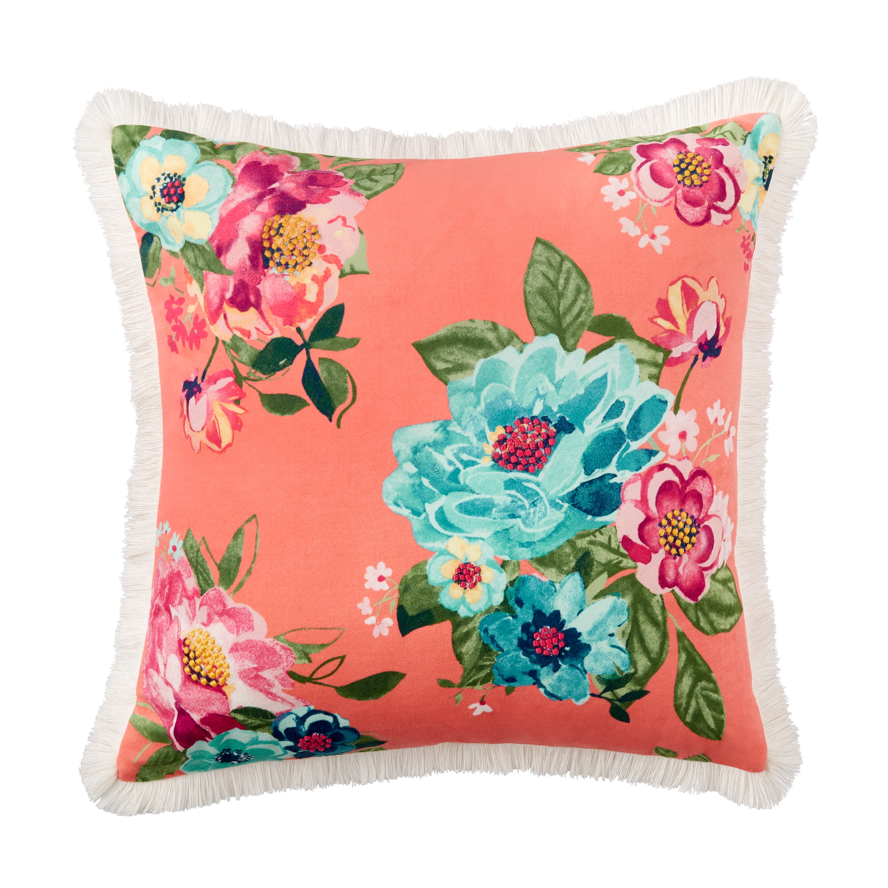 The Pioneer Woman Coral Floral Decorative Pillow, 16' x 16'