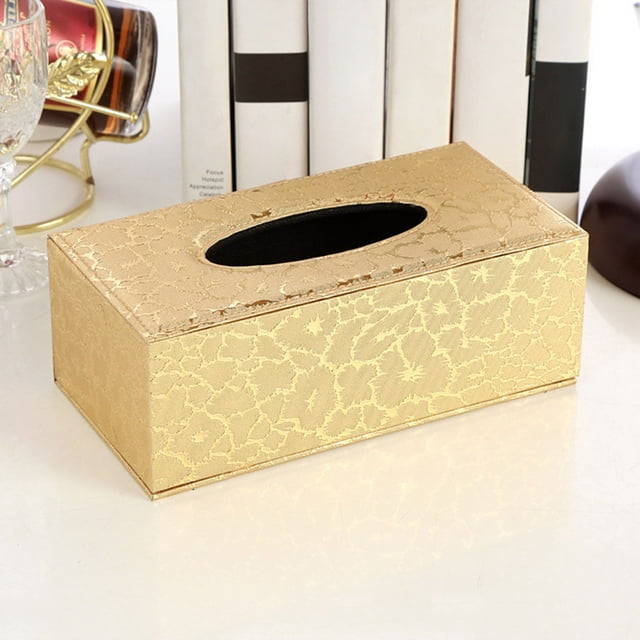 Rack Clearance! Leather Tissue Box Large Gold Lightning, Leather Tissue Box Minimalist Home Hotel Car Mounted Leather Paper Suction Paper Box 1* Tissue Box, By Relocy