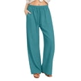 thumbnail image 3 of ClodeEU Women's High Waisted Straight Leg Pants with Drawstring,Casual Loose Fit Trousers Blue,Womens Plus M, 3 of 9