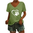 thumbnail image 3 of Sakmal Green Month Top Deal Short Sleeve Graphic V-Neck T-Shirts Womens Shirts, 3 of 5