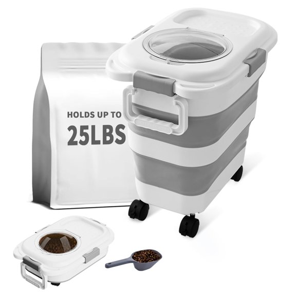 Recipiente de almacenamiento de comida para perros nxizoli, 11,3 kg, plegable, blanco