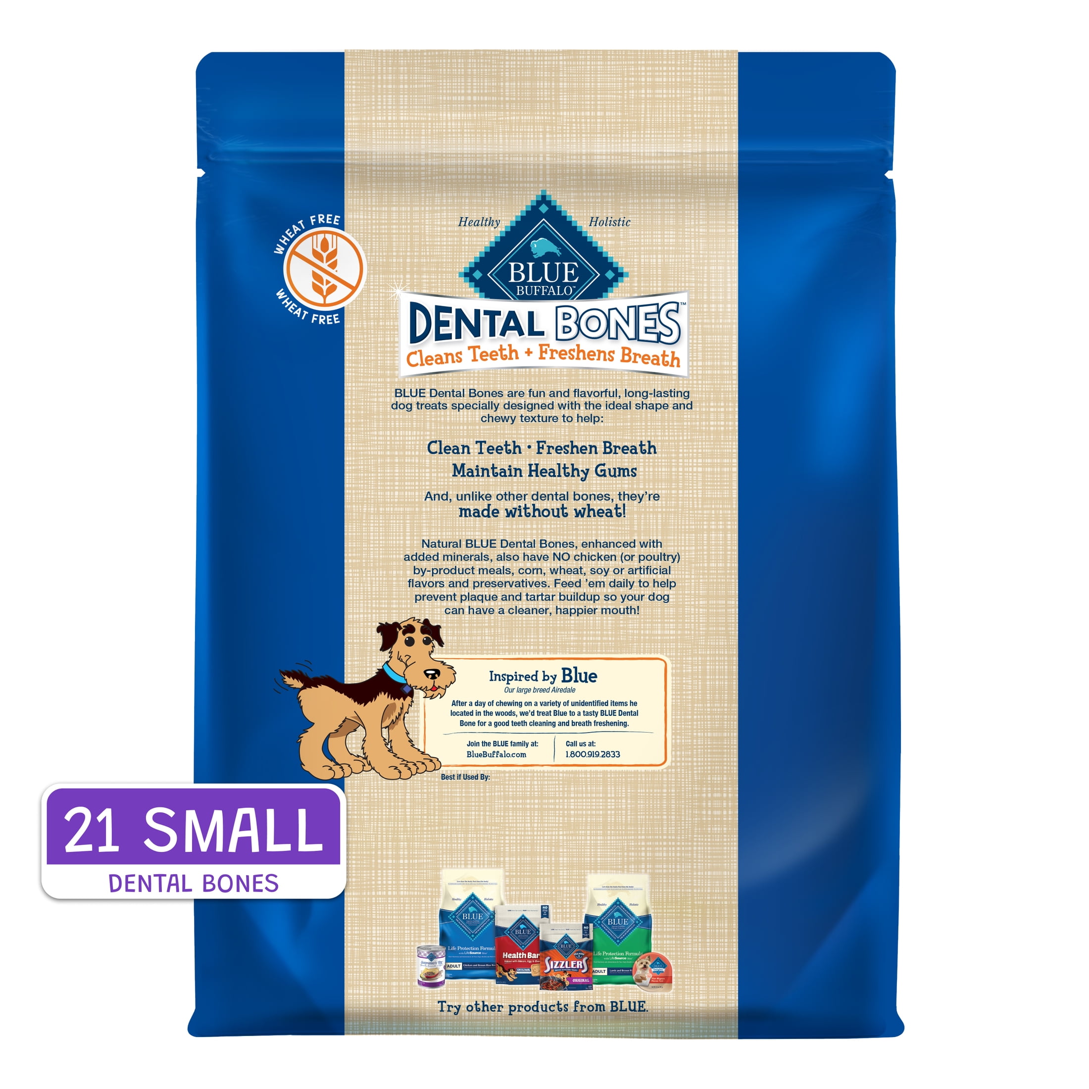 Blue Buffalo Dental Bones Small Natural Dental Chew Dog Treats, 12-oz. Bag