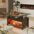 thumbnail image 4 of PPorfamilia 42" Lift Top Coffee Table, 3 in 1 Center Table with Storage, LED Lighting and Power Outlets for Living Room, Oak Gray, 4 of 11