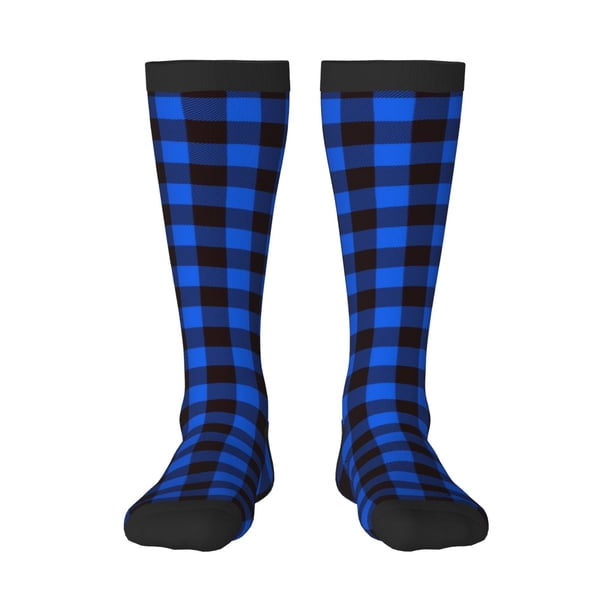 Balery Buffalo Plaid Blue Black Calcetines novedosos Calcetines deportivos Calcetines hasta la rodilla Calcetines de algodón Calcetines originales y geniales