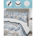 thumbnail image 3 of Twin Quilt Bedding Set, Blue Coastal Reversible Summer Quilt 3 Pieces, Beach Ocean Nautical Seashells Starfish Coral Lightweight Bedspreads Coverlets with 2 Pillow Shams for All Seasons, 3 of 5