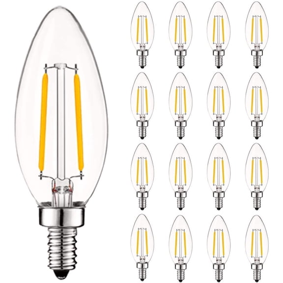 Luxrite 4W Vintage Candelabra LED Bulbs Dimmable, 400 Lumens, 40W Equivalent, Clear Glass, E12 Base (16 Pack) 4000K (Cool White)