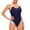 Dark Blue, variant on Womens One Piece Swimsuits Color-Block Cutout Back Bathing Suit Tummy Control Ruched Swimwear