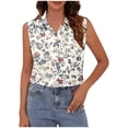 thumbnail image 3 of Fewfanhot Womens T Shirts Sleeveless Button Down Casual Blouse V Neck Tank Tops for Business, Classic Collared Basic Tops, 3 of 6