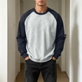 thumbnail image 3 of Gytharion Men's Color-blocking Sweatshirts Raglan Sleeve Solid Color Classic Pullovers Fall Comfortable Pullover Tops, 3 of 5