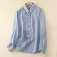 thumbnail image 2 of Timegard Womens Shirts Button down Lapel Neck Embroidery Tops Lightweight Work Casual Loose Blouse, 2 of 8