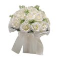 thumbnail image 5 of S SERENABLE Bridal Wedding Bouquets Wedding Accessories Decoration Artificial Roses Flowers Tossing Bouquet for Photo Prop Party Festival Milky white, 5 of 8