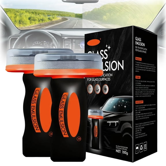 2PC Glass Oil Film Remover For Car,Qifor Glass Cleaner,Qifor Car Oil Film Cleaner,Q4 Glass Guard,Interior Windshield Cleaning Tool,Car Windshield Cleaning Tool,Gifor Headlight Cleaner