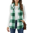 thumbnail image 2 of Dasayo Soft Womens Vests Fleece Green Winter Comfy Plaid Zip up Vest Coats for Women S, 2 of 9