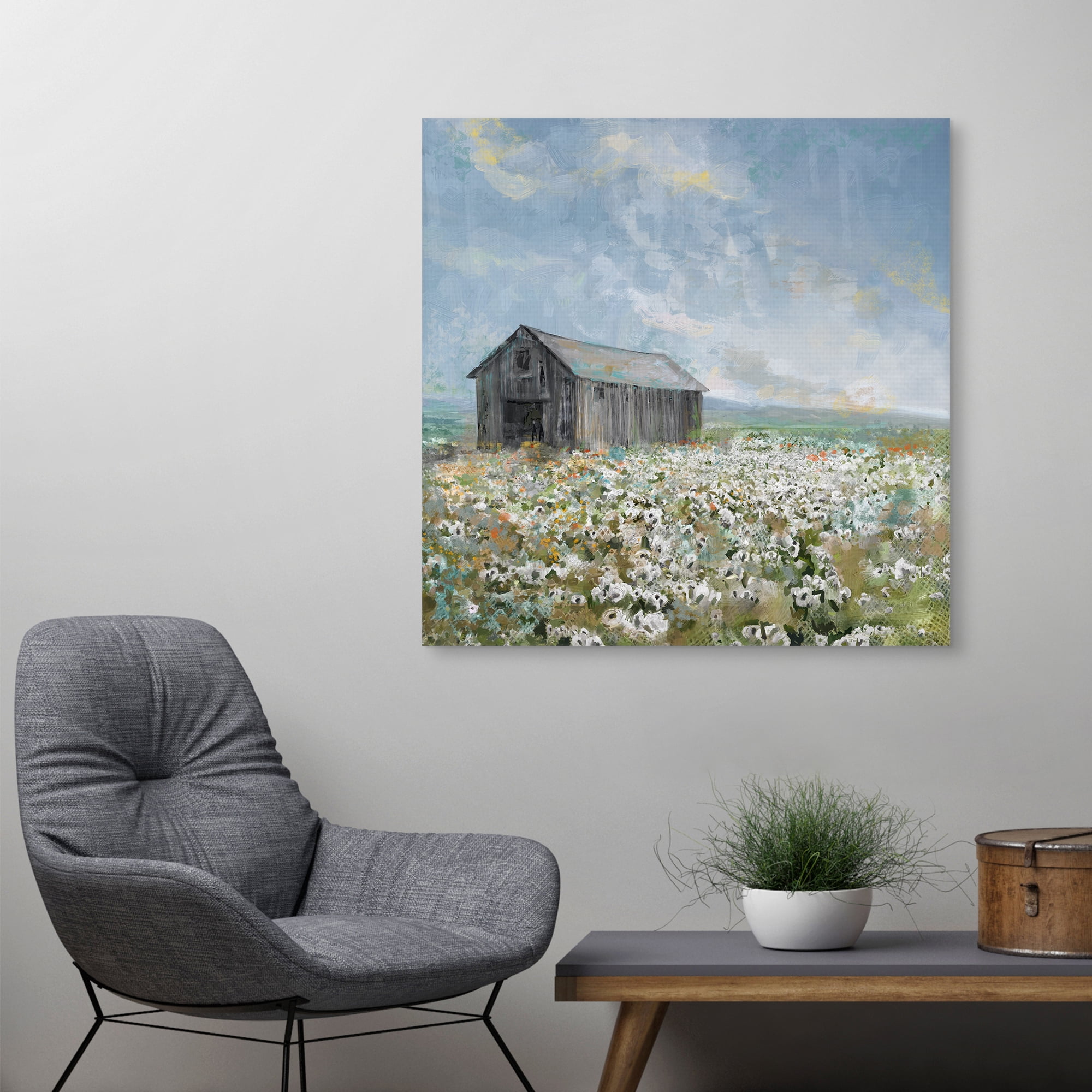 Barn with White Poppies by Studio Arts Canvas Art Print