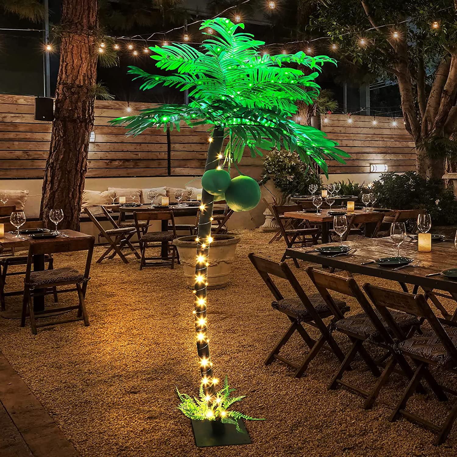 Lighted Palm Tree, 5Ft 270 LED Artificial Palm Tree with 3 Coconuts