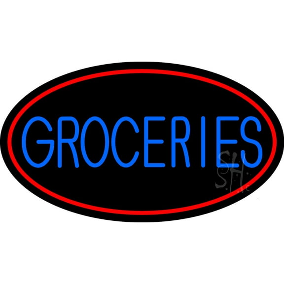 Groceries LED Neon Sign 13 x 24 - inches, Black Square Cut Acrylic Backing, with Dimmer - Bright and Premium built indoor LED Neon Sign for Defence Force.